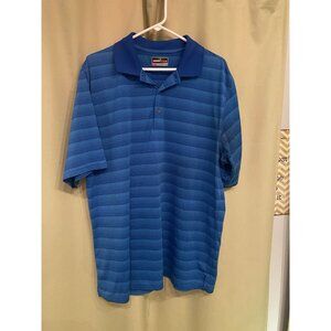 Grand Slam Golf Polo Shirt Mens Size XLT Blue Striped Short Sleeve